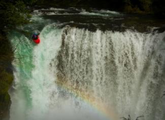 Throwing paddle off the waterfall